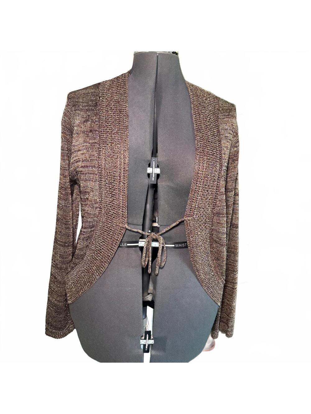 Brown gold metallic bolero cardigan tie-front whimsigoth fairygrunge Charmed